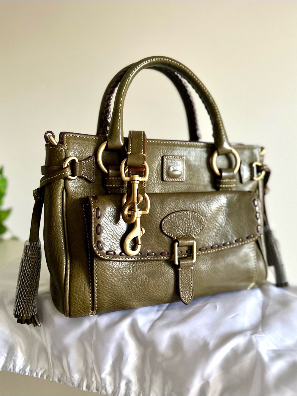 Dooney & Bourke Florentine Medium Pocket Satchel in Moss - Picture 5 of 16